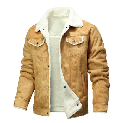 Men’s Suede Leather Jacket – Warm Winter Coat
