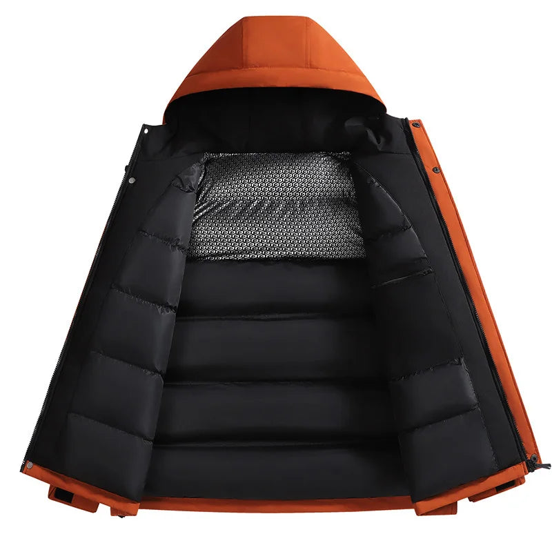 Men’s Winter Waterproof Puffer Jacket – Hooded Windbreaker Parka