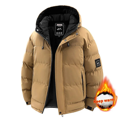 Men’s Winter Waterproof Puffer Jacket – Hooded Windbreaker Parka