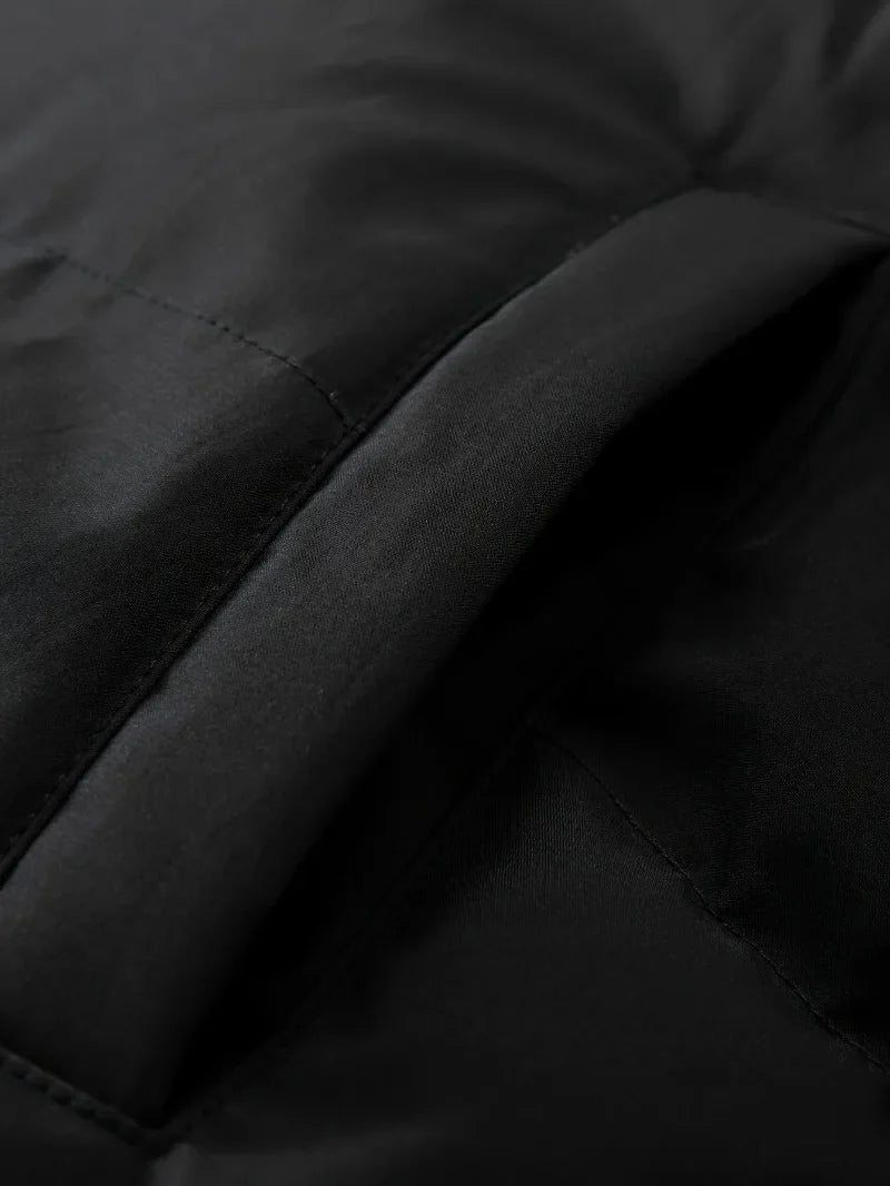 Winter Windproof Men's Faux Jacket Casual Polyester Coat with Detachable Hood Zip-Up Front Long Sleeves & Pockets Winter Clothes